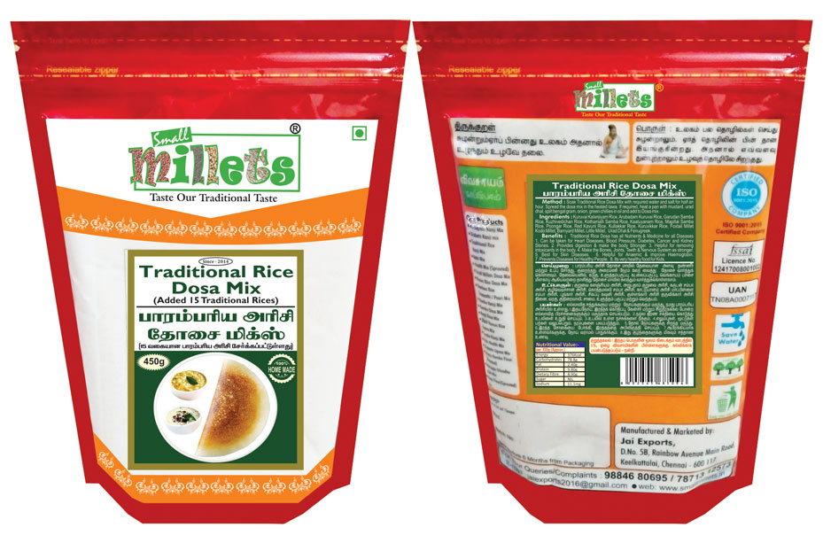 Traditional rice dosa mix chennai Small Millets